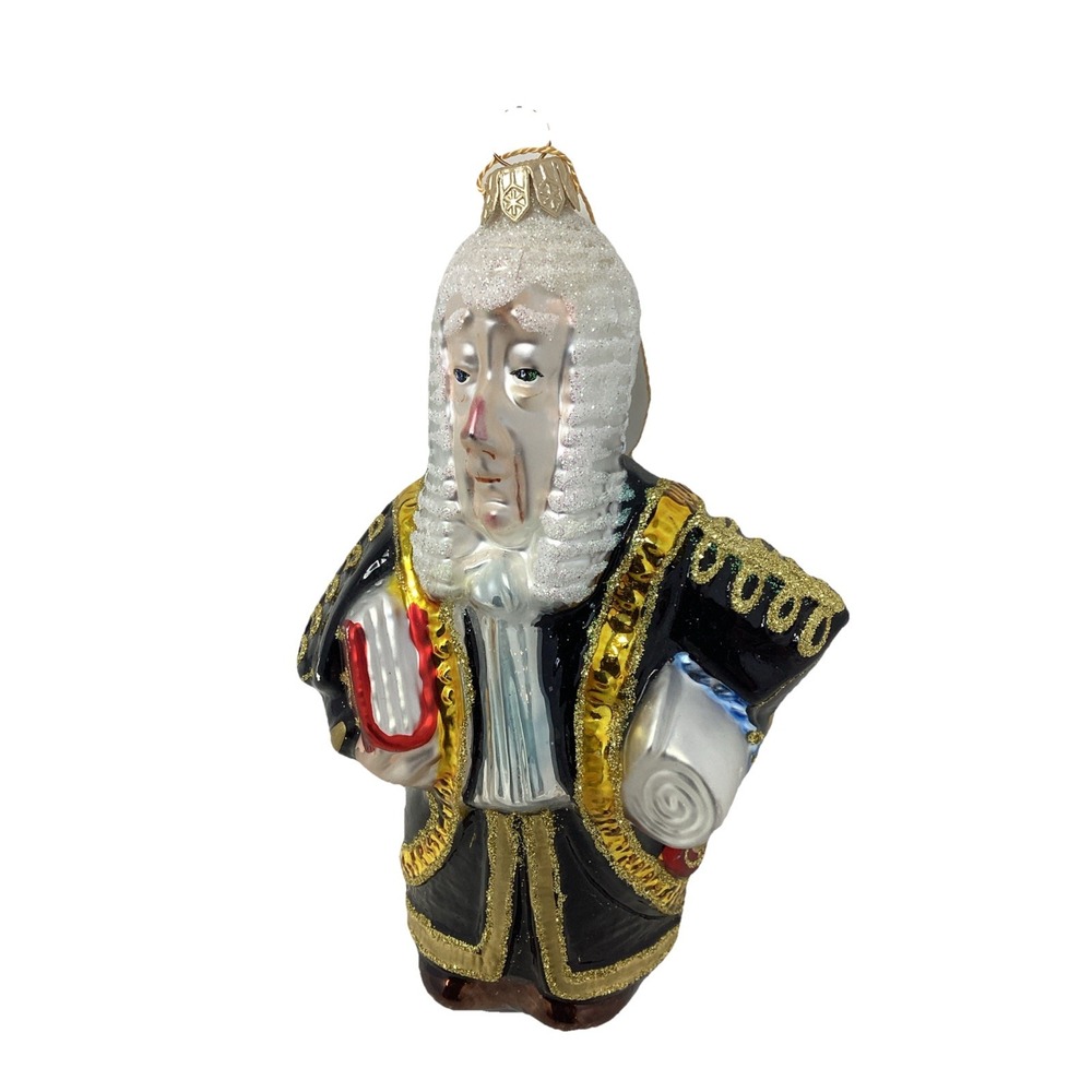 Kurt Adler Polonaise British Lord Barrister Judge White Wig Blown Glass Ornament